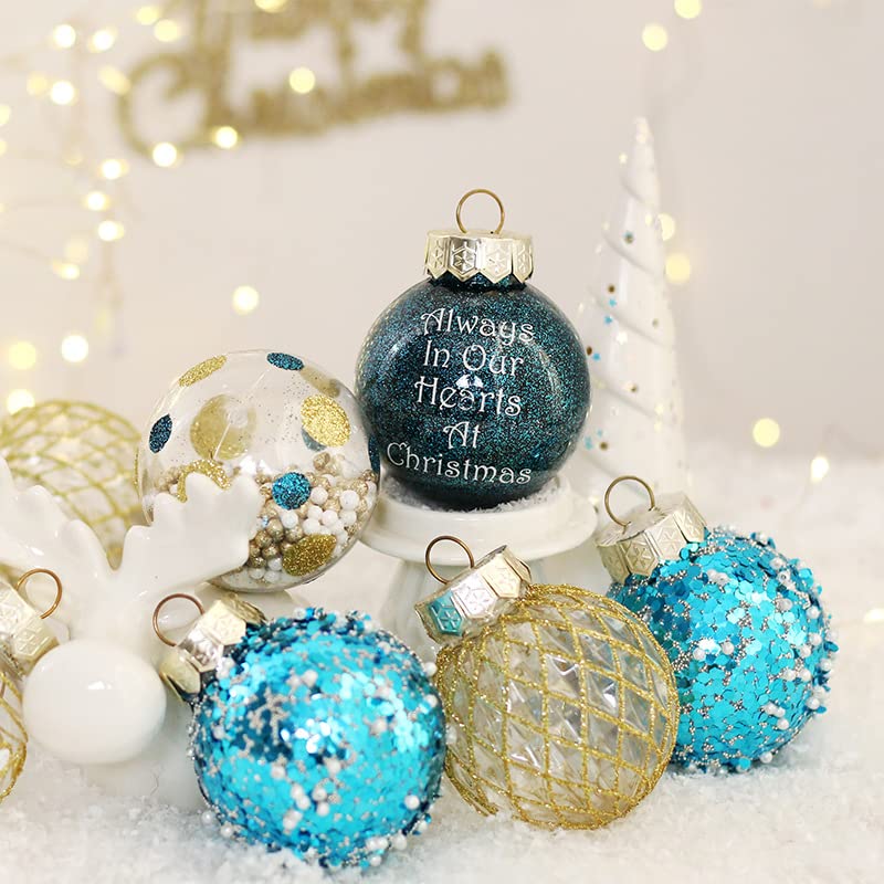 Weihnachtsbaumschmuck-Set, 25 Stück, 6 cm große Weihnachtskugeln, bemalte, bruchsichere Hängekugeln(Blue Gold)