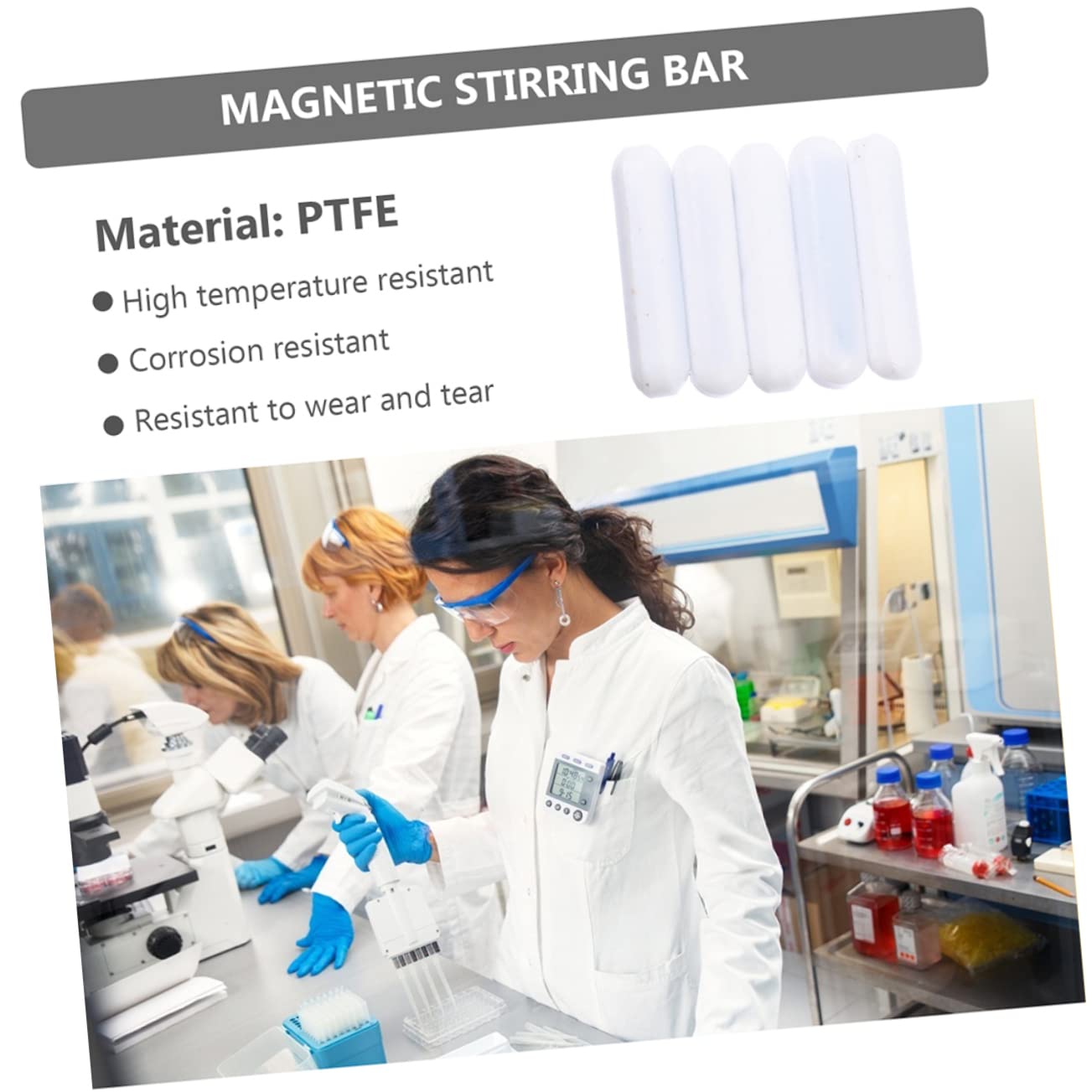 Gatuida 20pièces Barre Agitation Magnétique Ptfe De Tiges Cylindriques Pour Mélangeurs Haute Résistance Chaleur Et Corrosion Idéale Pour Laboratoires Recherche Scientifique
