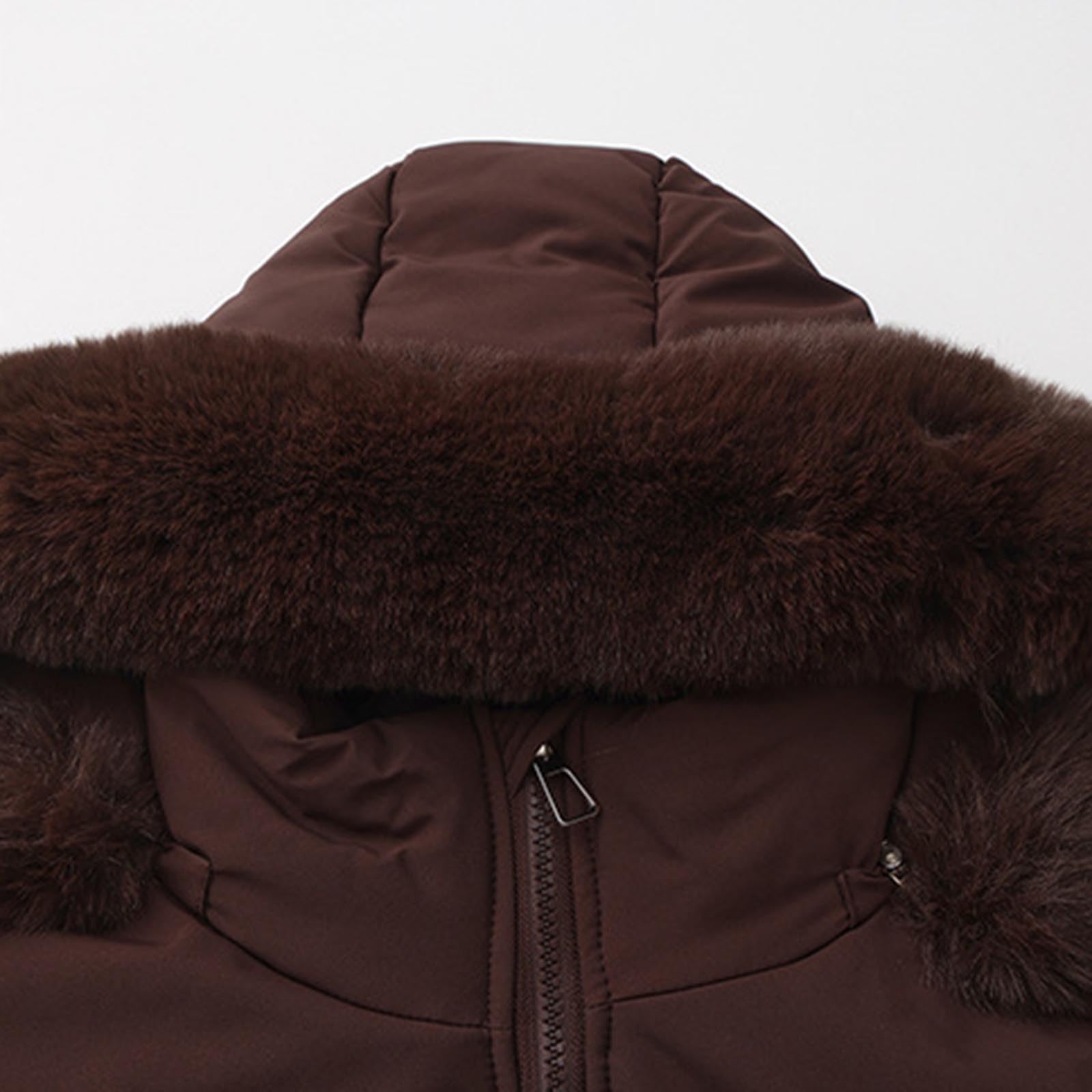 Mrat Piumino corto da donna, cappotto invernale caldo trapuntato imbottito con foro per il pollice, giacche da donna slim fit con cerniera completa, cappuccio in pelliccia sintetica, cappotti corti