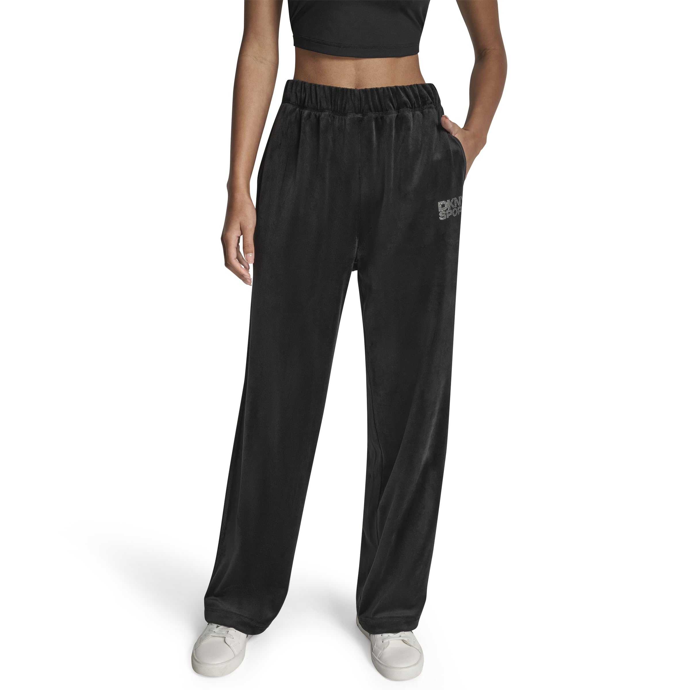 

                                                    DKNY Women's High Rise Straight Leg Rhinestone Log