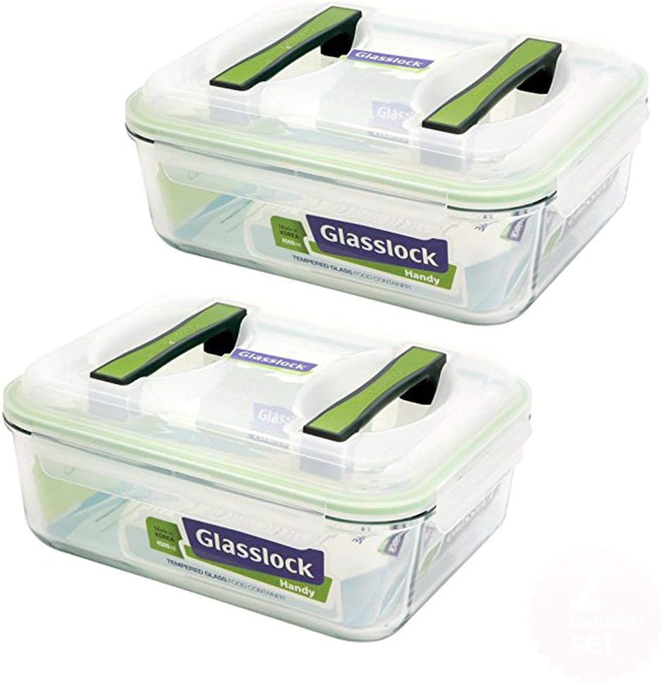 Glasslock Airtight Anti Spill Rectangular Handy Food Container set