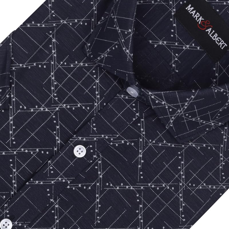 Image of Mark & Albert Men's Half Sleeve Cotton Linen Shirt Blue