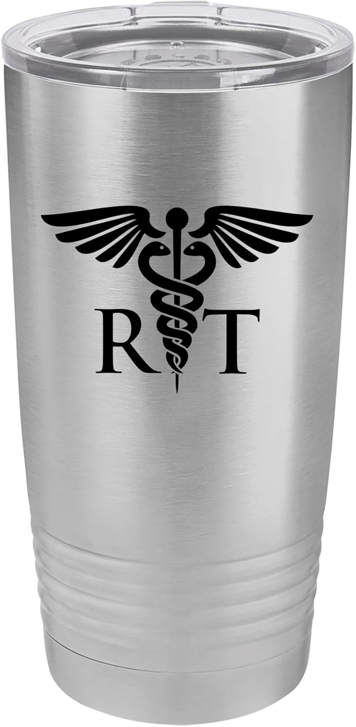 Tumbler Stainless Steel Vacuum Insulated Travel Mug RT Respiratory Therapist (Black, 30 oz)