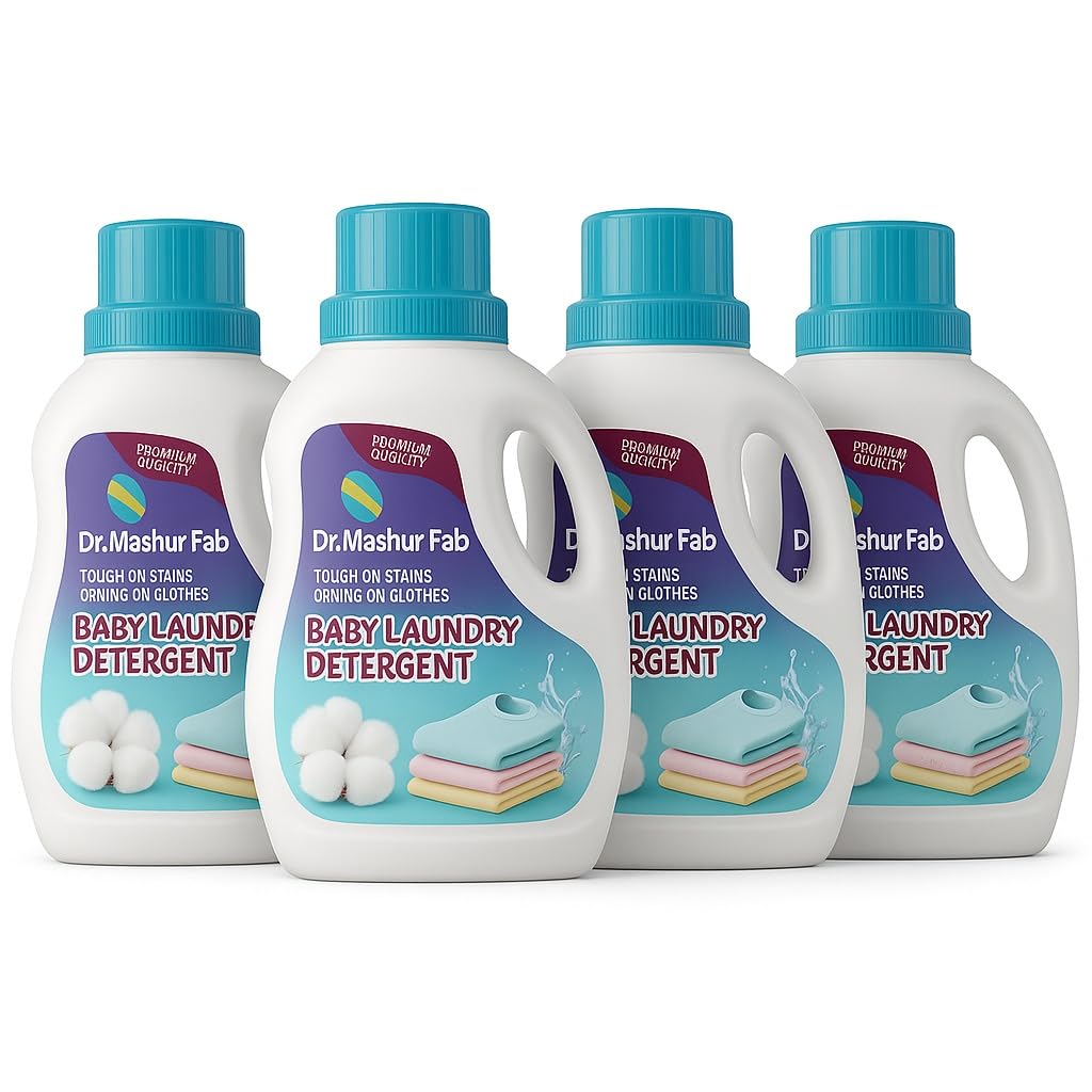 MASHUR FAB | Laundry Detergent for Newborns baby and children - Gentle, Hypoallergenic, Chemical-Free Liquid for Clothes, Stain Remover, Suitable for All skin, Baby Essentials - 1L (4, Bottal)-image-16
