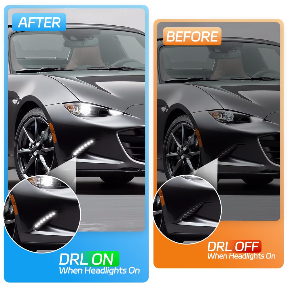 Arnés DRL Siempre Encendido para M.azda MX-5 ND 2016-2023 con Solo DRL LED, Kit Adaptador de Luces Diurnas, Arnés Jumper Siempre Encendido Compatible con Halo de Faros