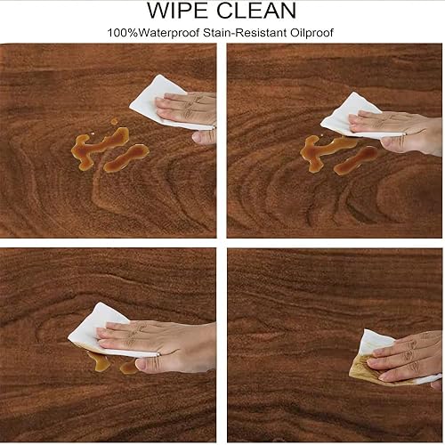 Miniatura 3 de Mantel ajustable ovalado de madera, textura de madera, para cocina, comedor, fiesta, vacaciones, Navidad, bufé, se adapta a mesas de 42 x 60