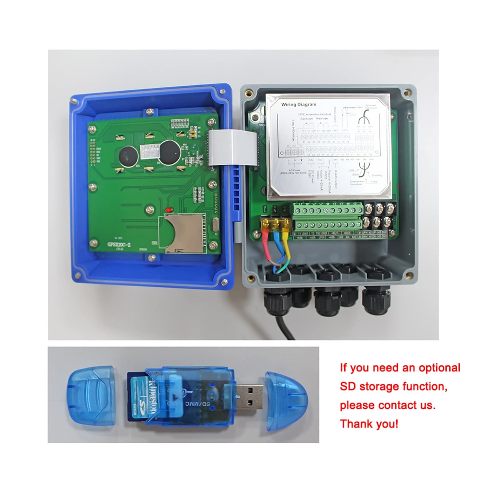 Przepływomierz, wodomierz, TUF-2000B ultradźwiękowy przepływomierz wody TS-2/TM-1/TL-1 typ do montażu na ścianie protokół ModBus opcjonalne przechowywanie karty SD cieczy(Host plus TS-2)