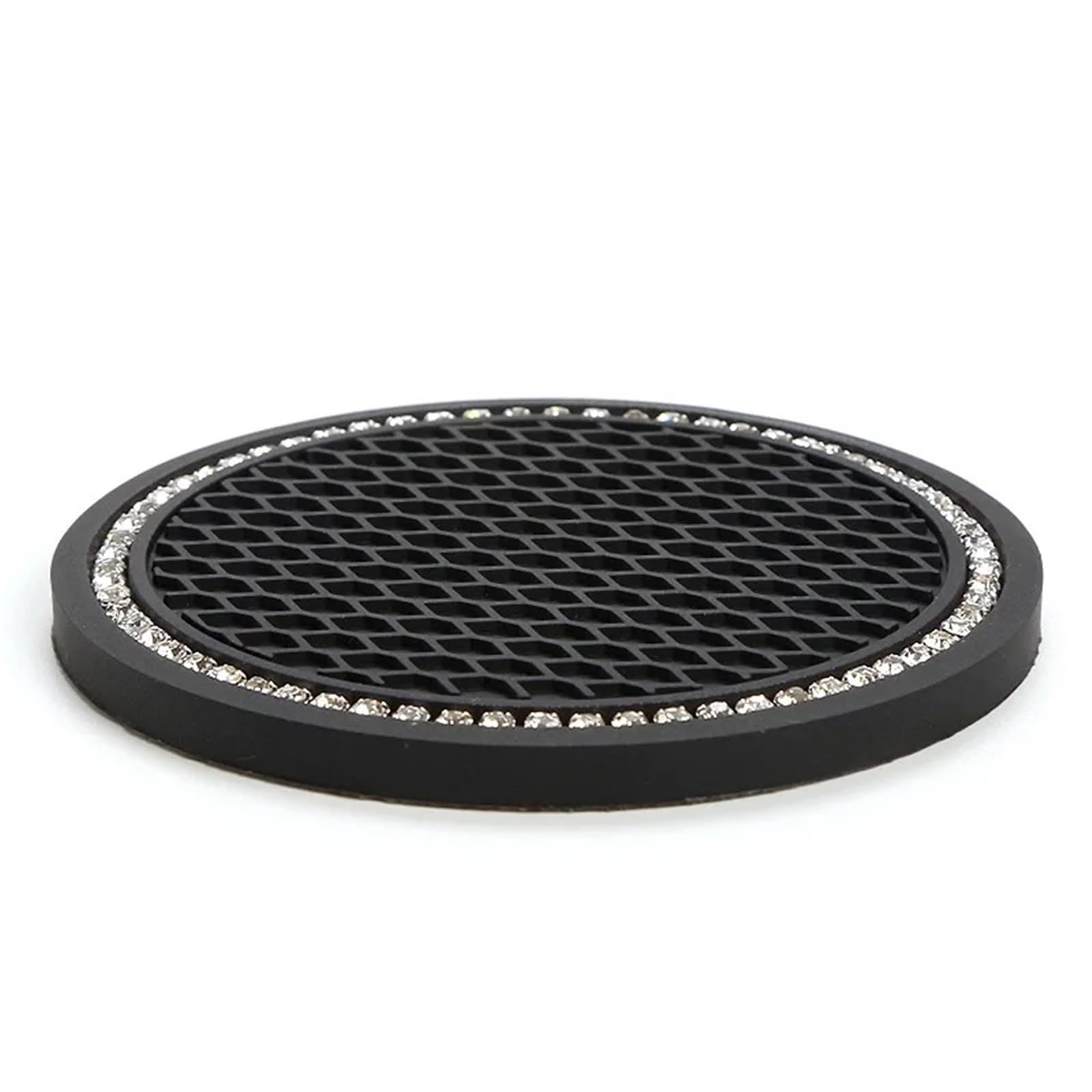 Podkładki samochodowe 10 szt. Antypoślizgowa gumowa mata na kubek z kryształkami 7cm(Black-a)