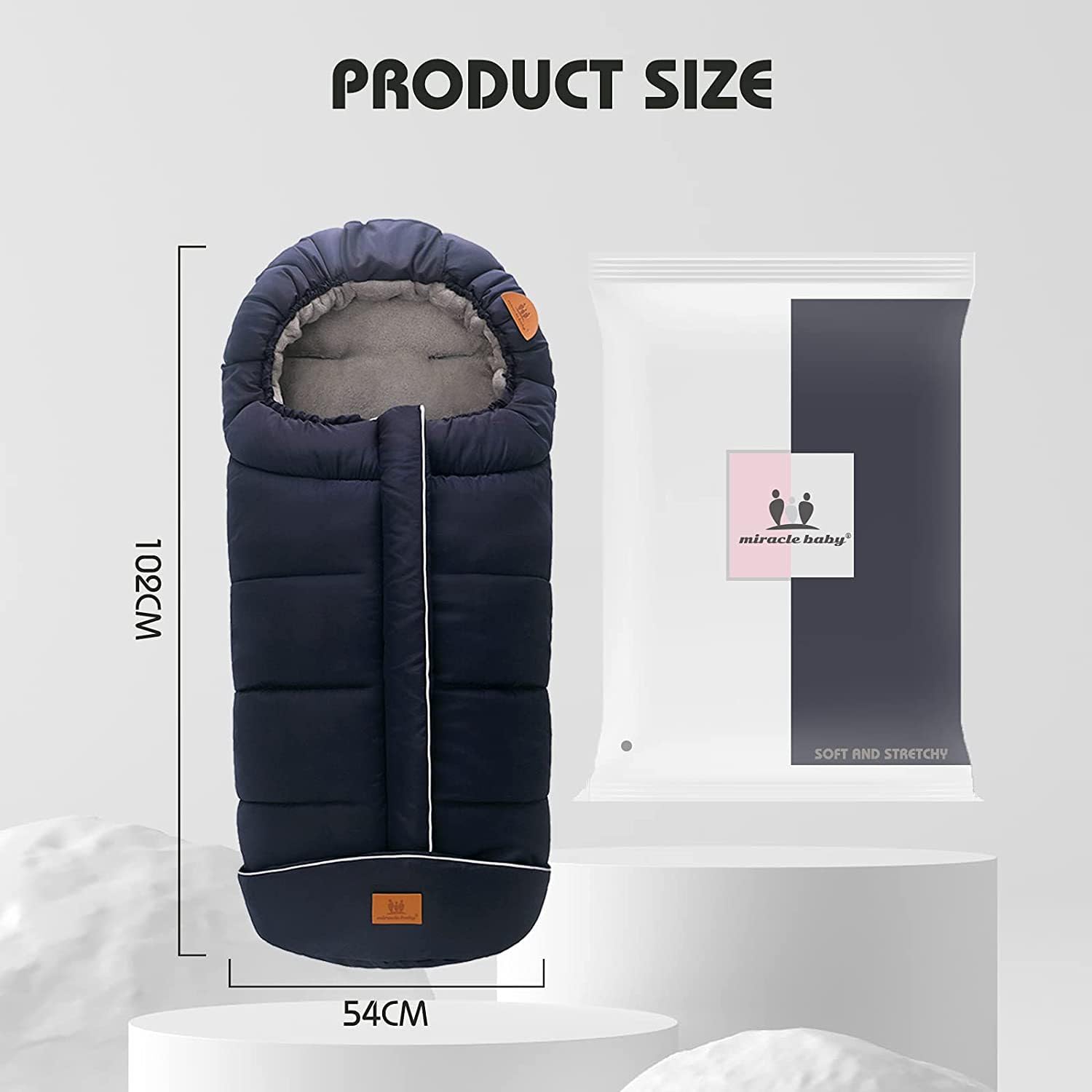 Saco de dormir para cochecito de bebé con diseño de panel trasero antideslizante extragrande para otoño e invierno, grueso y cálido para recién nacidos, edredón antipatadas para otoño e