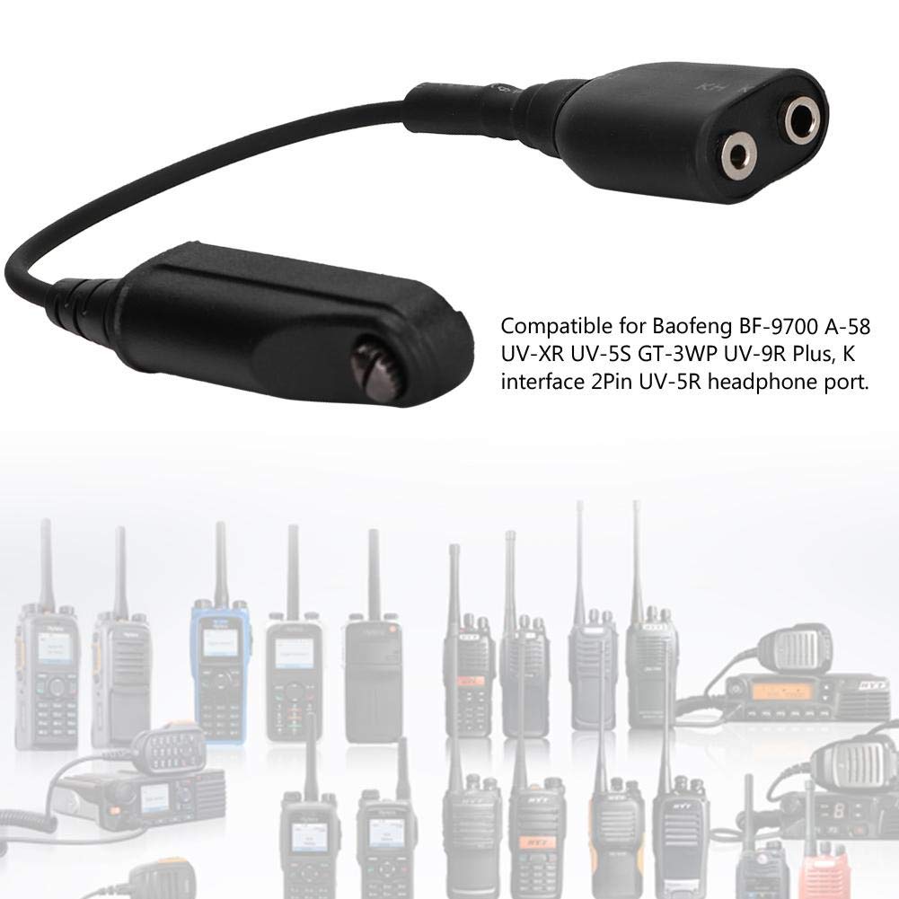 Tosuny Adattatore Cavo Audio walkie-Talkie K-Head 2Pin per BF-9700 A-58 UV-XR UV-5S GT-3WP UV-9R Plus, interfaccia K 2Pin Porta Cuffie UV-5R, Accessori