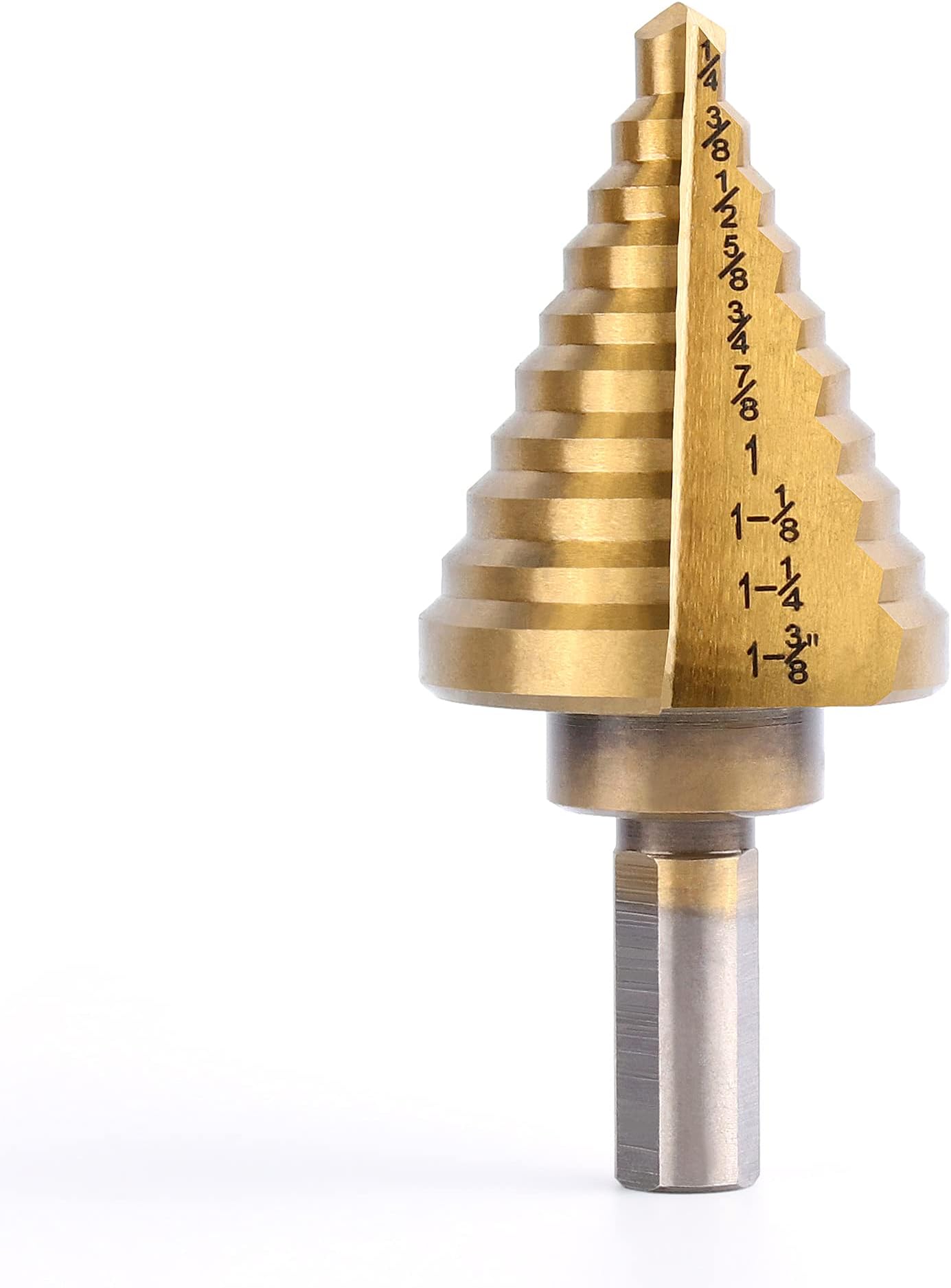 knoweasyTitanium Step Drill Bit - 10 Step Sizes, High-Speed Steel 1/4 to 1-3/8 Inch - Perfect for Drilling Multiple Hole Sizes