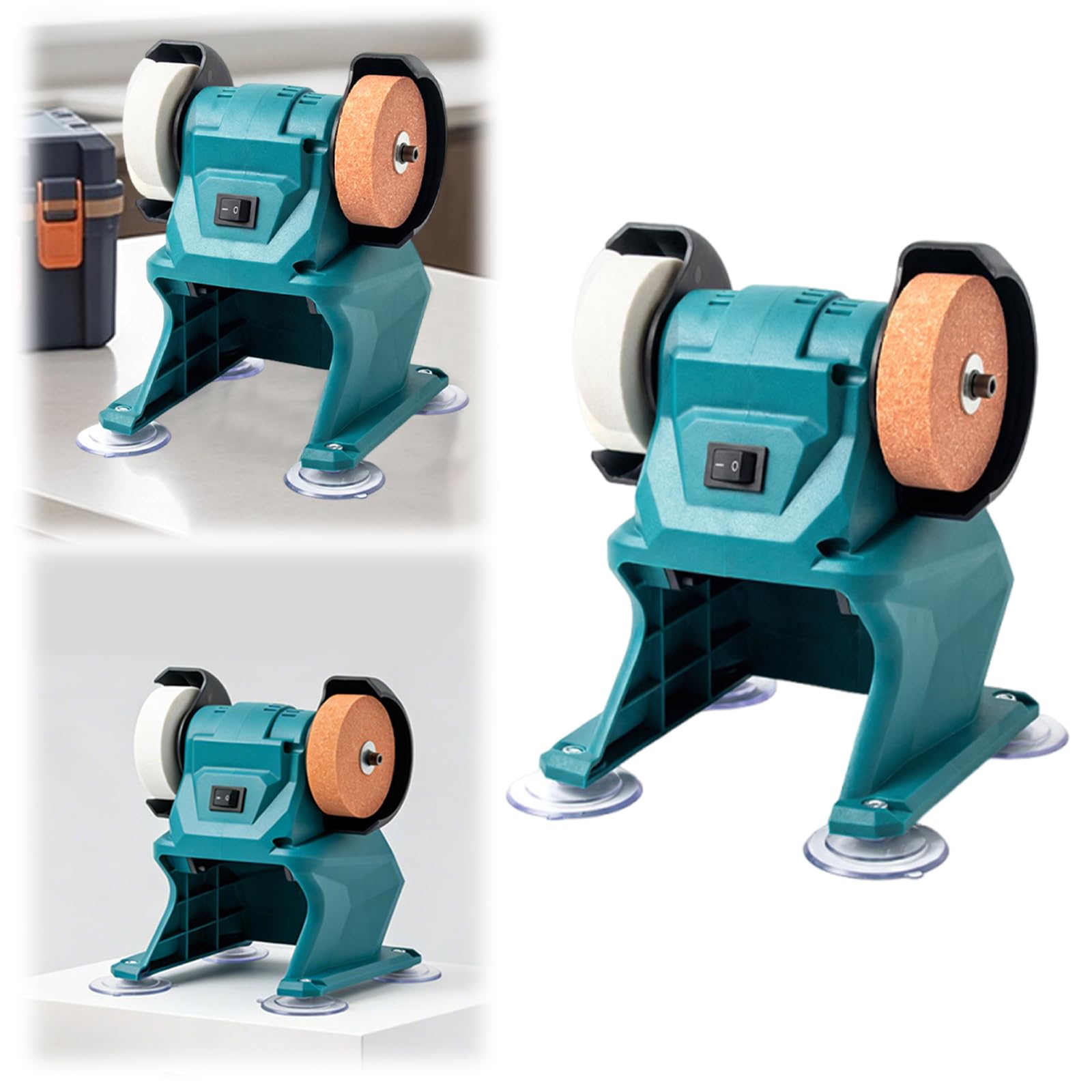 Amoladora de banco eléctrica inalámbrica de 21V, multiherramienta compacta y versátil, lijadora pulidora a 5500 RPM, ideal para afilar cuchillos, taladros y eliminar óxido en acero