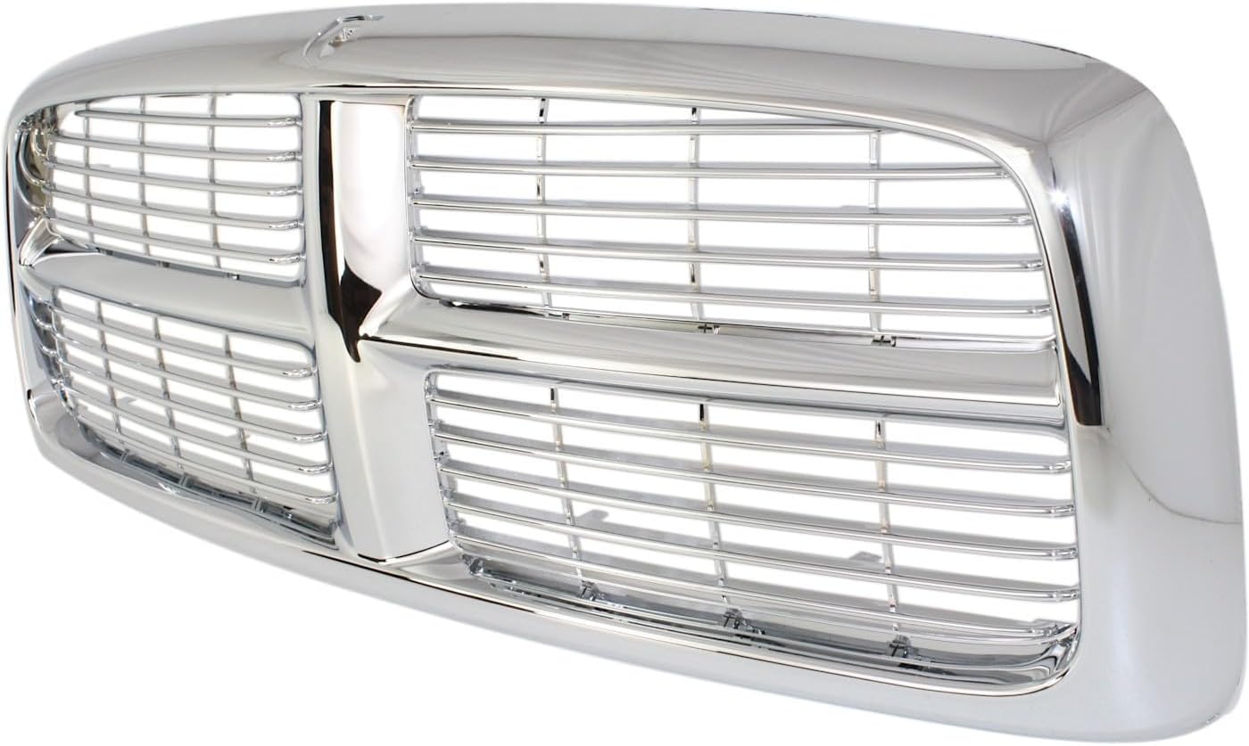 Bumper Grille Chrome Plastic Fit for D0DGE Ram 1500 2002-2005 & Ram 2500 3500 2003-2005 CH1200261