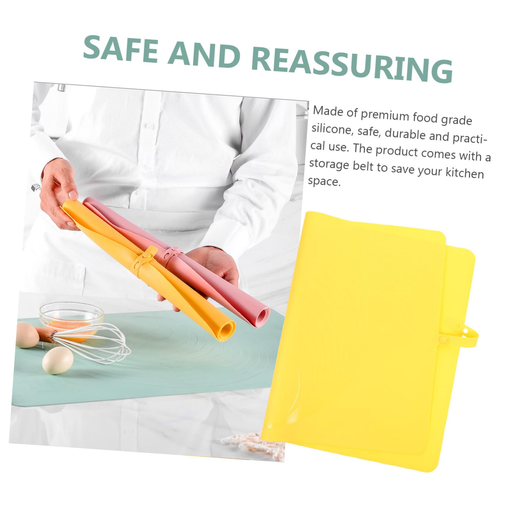 Estera Antideslizante para Hornear de Silicona Amarillo Grande | Amasar Masa de Pan y Pastelería, Superficie Antiadherente Segura, Accesorio de Cocina