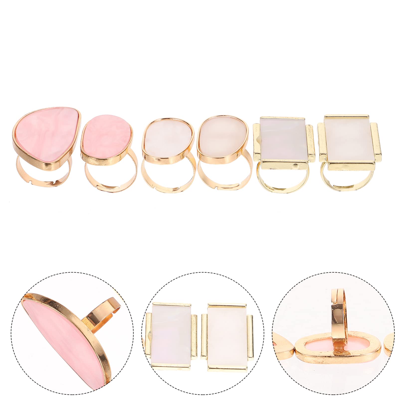 LALAFINA 18 Piezas Paleta De Anillos Placa De Mezcla De Color Polaco Mezcla Cosmética Mini Herramientas Paleta De Arte De Uñas Anillo De Ónix Mini Uñas Resina Pestañas Postizas Clavo