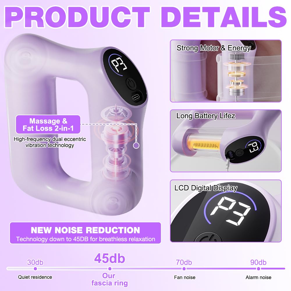 Anneau de Fascia Multifonctionnel, Anneau Minceur Taille, Chargé de USB, Anneau Masseur avec 5 Forces Réglables Bras, Appareil de Massage du Ventre pour Jambes etc