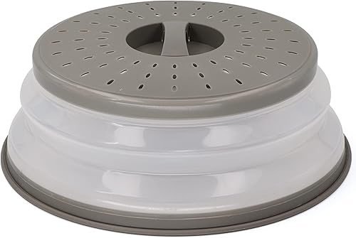 Rampro - Cubierta plegable para microondas y platos de fácil agarre, tapa y colador de alimentos, sin BPA y apta para lavavajillas, 10.5 pulgadas,