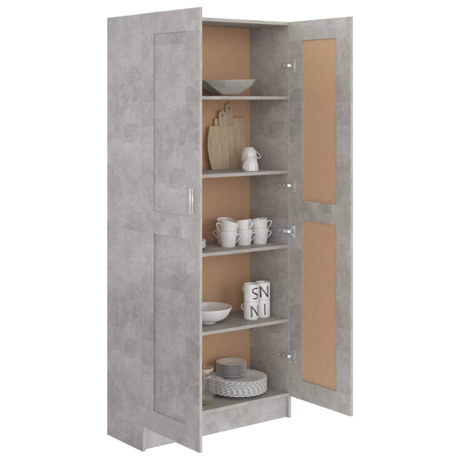 Mobiletto 80 Cm Armadietto Con Vetrina Tidyard 82,5x30,5x80 Cm - Grigio