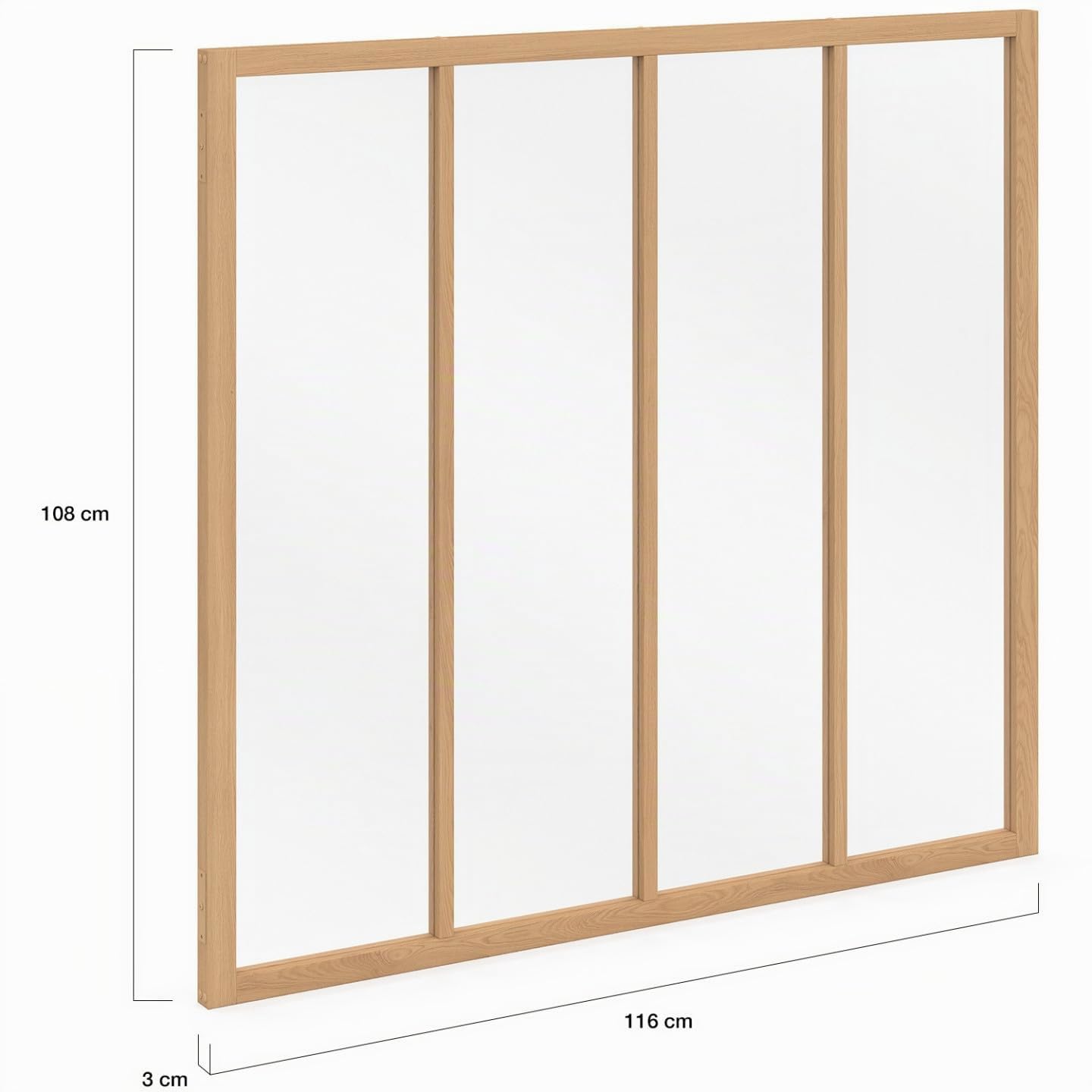 IDMarket - Verrière Atelier 4 vitrages L. 116 x H. 108 cm en Bois et Verre trempé