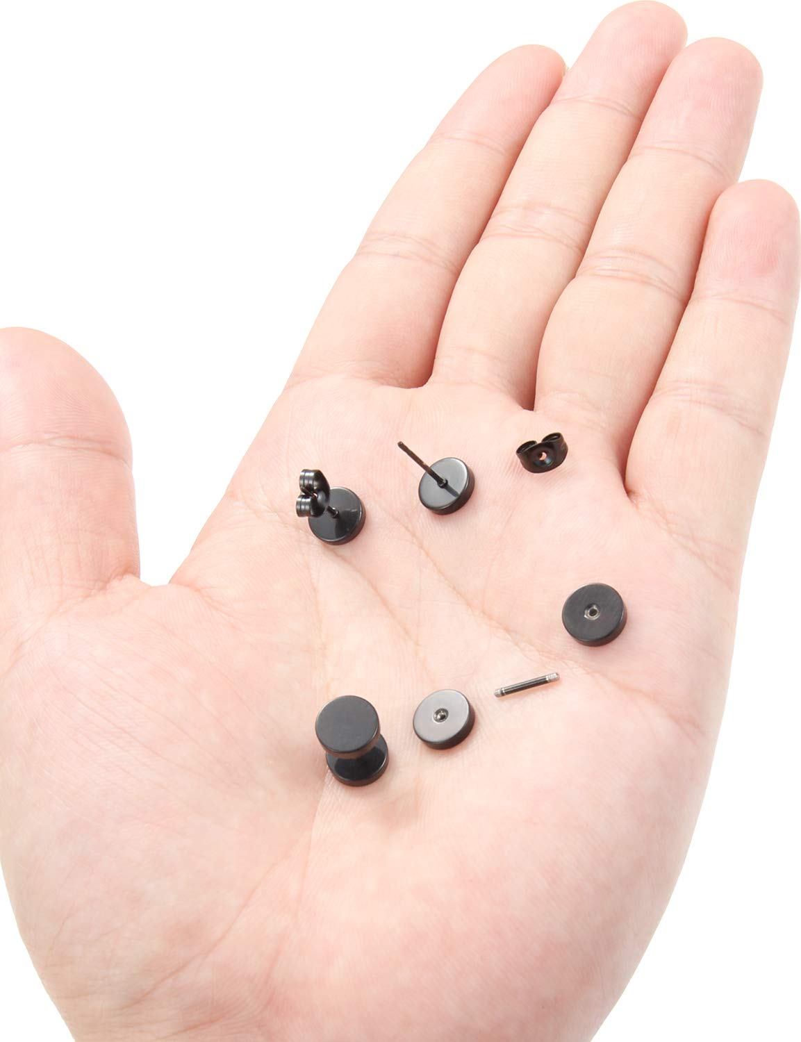 Juego de 12 pares de aretes tipo dormilona de acero quirúrgico de 0.71 oz y 0.75 onzas para mujeres y hombres, aretes tipo dormilona con barra de hélix, tragus, piercing de joyería, tamaños de 6