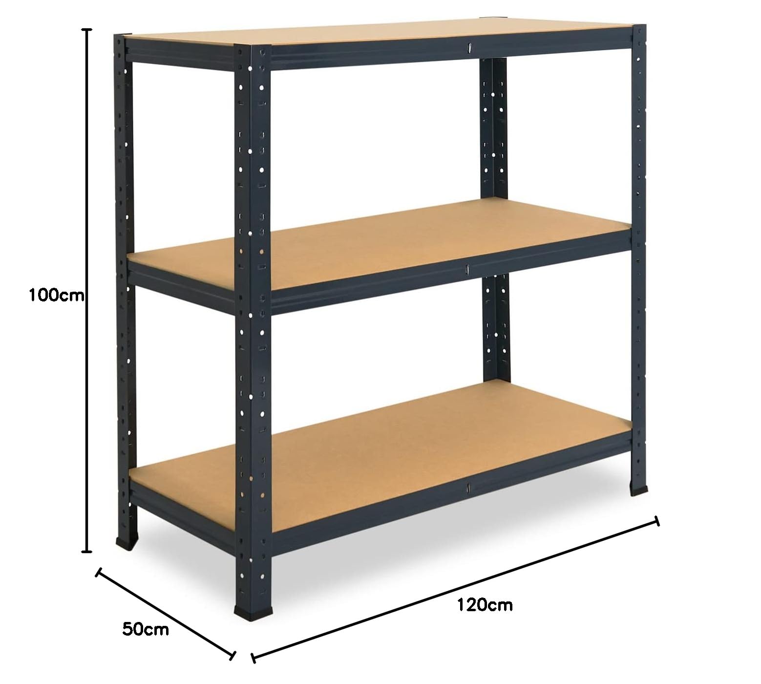 shelfplaza Home 100x120x50 cm Estantería Pesada en Antracita con 3 baldas y 175 kg de Capacidad de Carga por balda