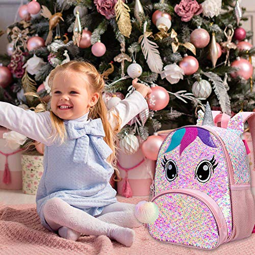 Gxtvo Unicorn Backpack For Girls, Toddler Sequin Preschool Bookbag, 12" Cute Cartoon Animal Schoolbag #TOP6