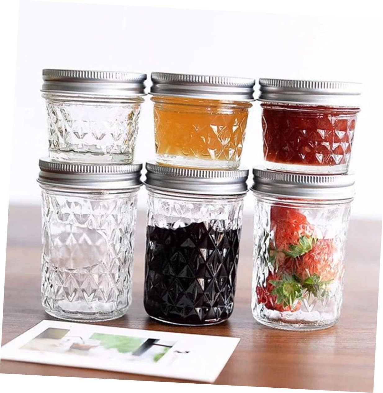 8pcs Transparent Sealed Caviar Jars Glass Storage Bottles for Honey Jam and Kitchen Organization Preserving Food and Gifts Each