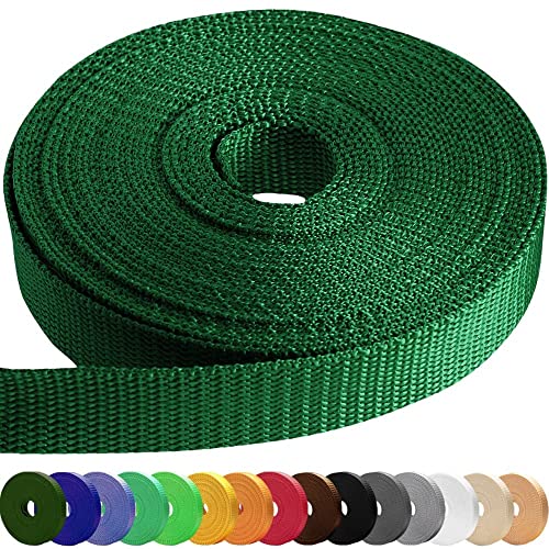 Image of TECEUM 1 Inch Webbing - Emerald Green - 10 Yards - 1 inch Webbing for Outdoors Indoors Crafting DIY nw