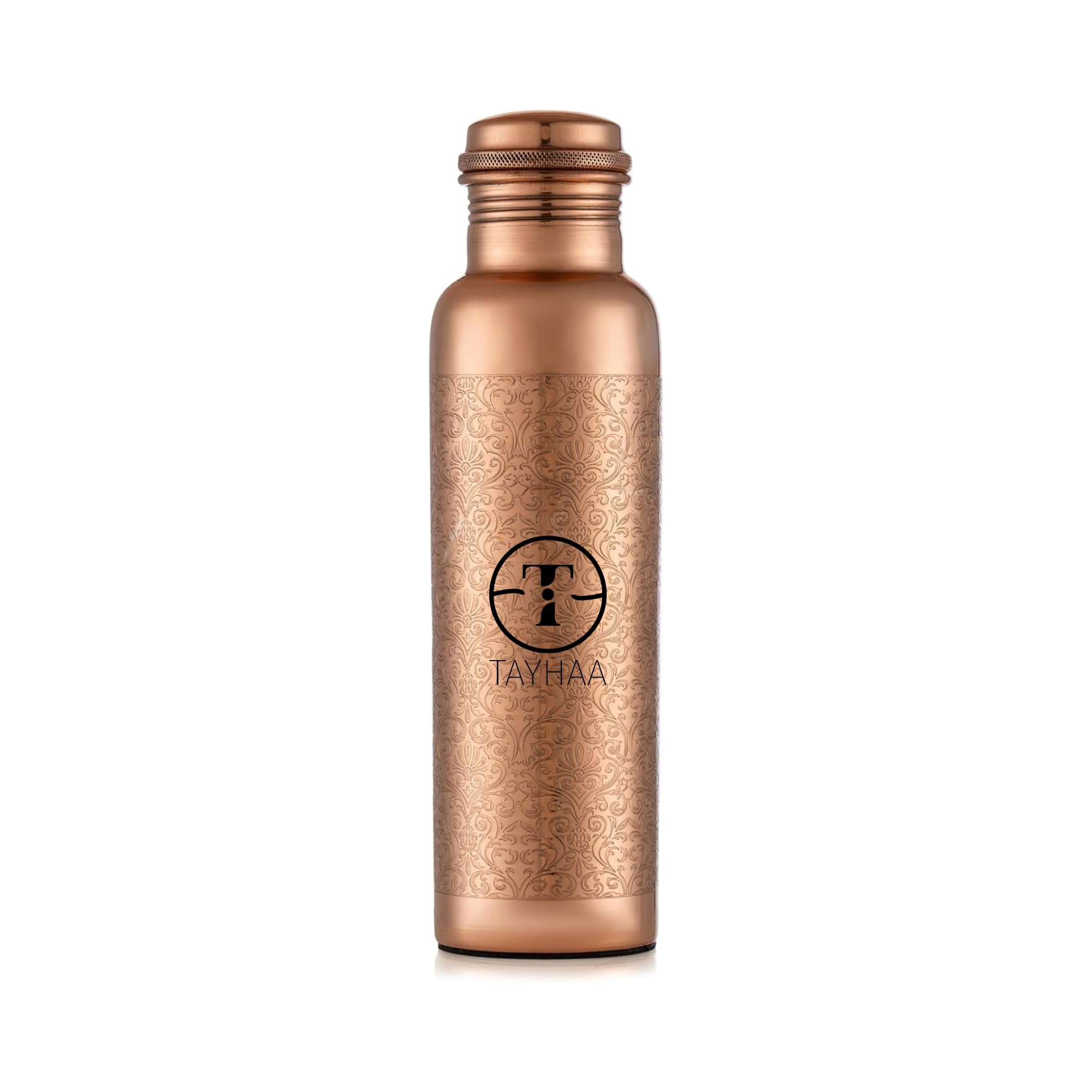 Pure Copper Water Bottle - Indian Handmade Ayurveda Healing Benefit Water Bottle for Drinking, Travel, Hiking, Gym, Office, Outdoor - Normal Finish - 950 ML