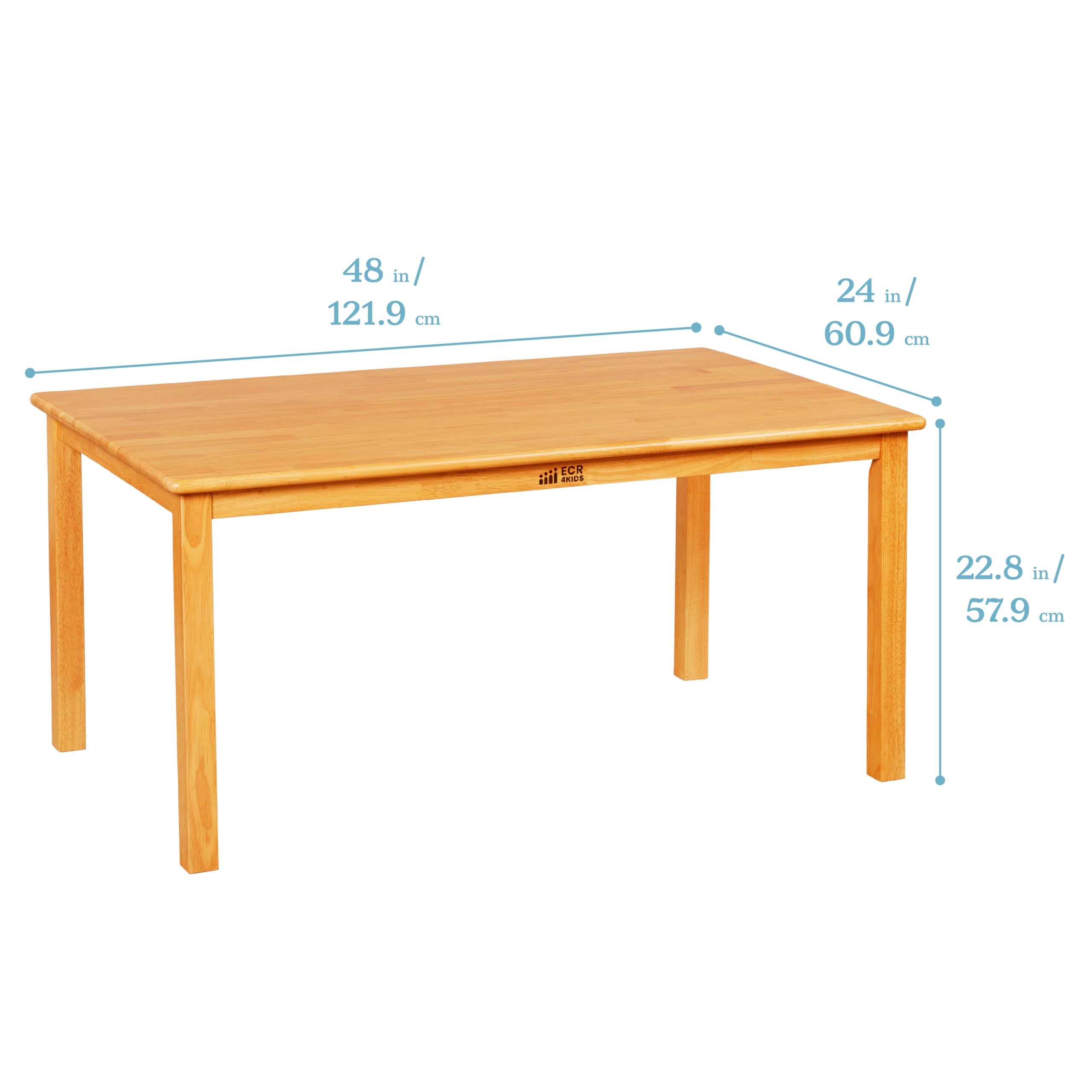 ECR4Kids 24in x 48in Rectangular Hardwood Table with 22in Legs, Kids Furniture, Honey
