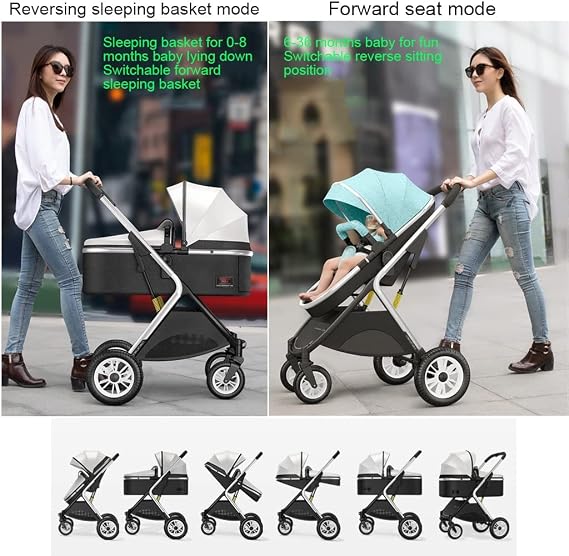 YXCKG Twin Pushchair for Newborn and Toddler, Foldable & Compact Double Stroller with Aluminum Alloy Frame Twins or Siblings - One-Hand Fold, Compact, Independent Seats (Color : Black)