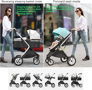 YXCKG Twin Pushchair for Newborn and Toddler, Foldable & Compact Double Stroller with Aluminum Alloy Frame Twins or Siblings - One-Hand Fold, Compact, Independent Seats (Color : Black)