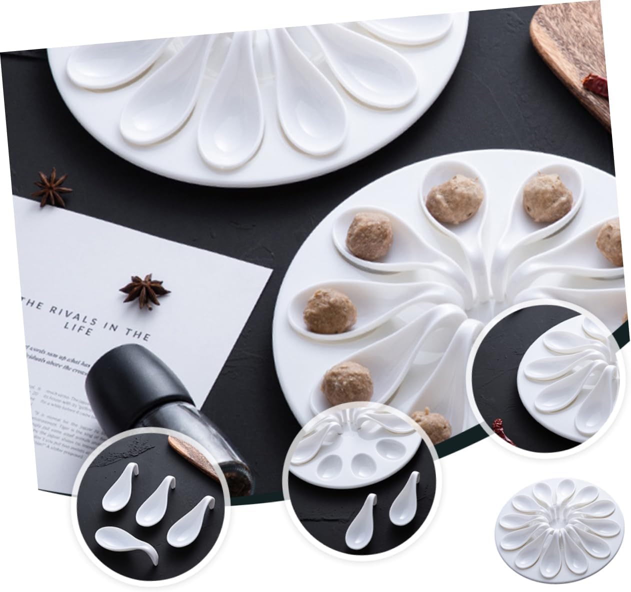 12-hole Porcelain Imitation Serving Dish for Meatballs Meatball Container Restaurant Food Storage Plate Kitchen Supply Dish Set
