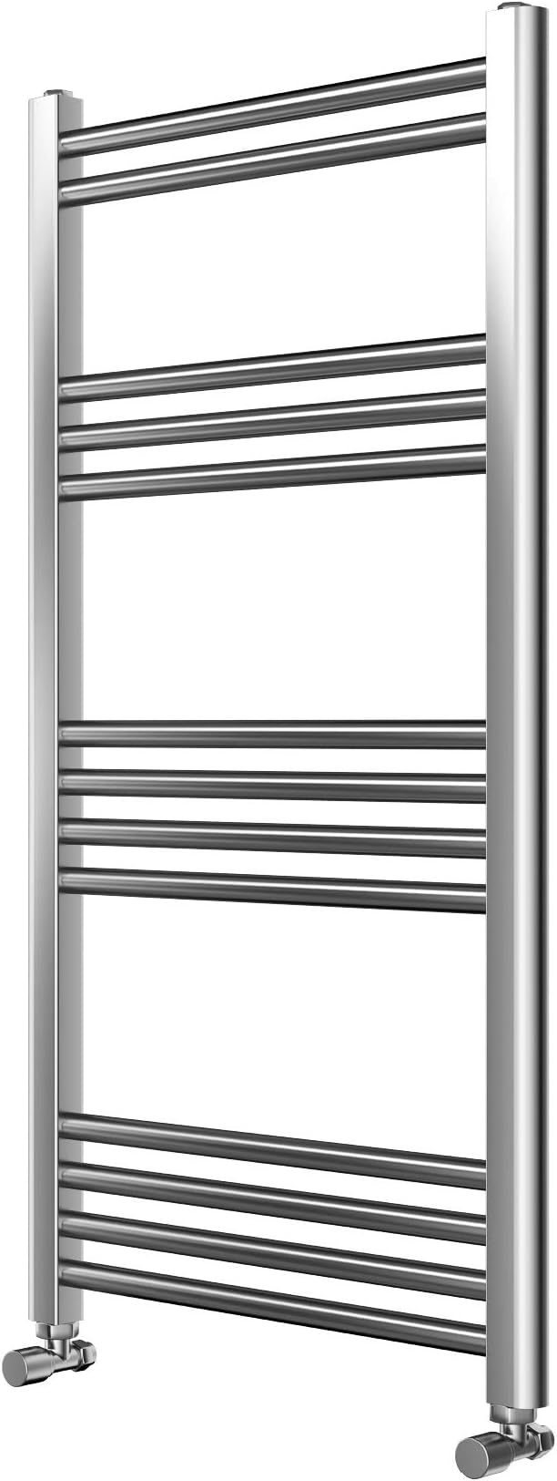 Requena Heated Towel Rail Chrome Bathroom Ladder Radiator - Straight, 1000 x 600