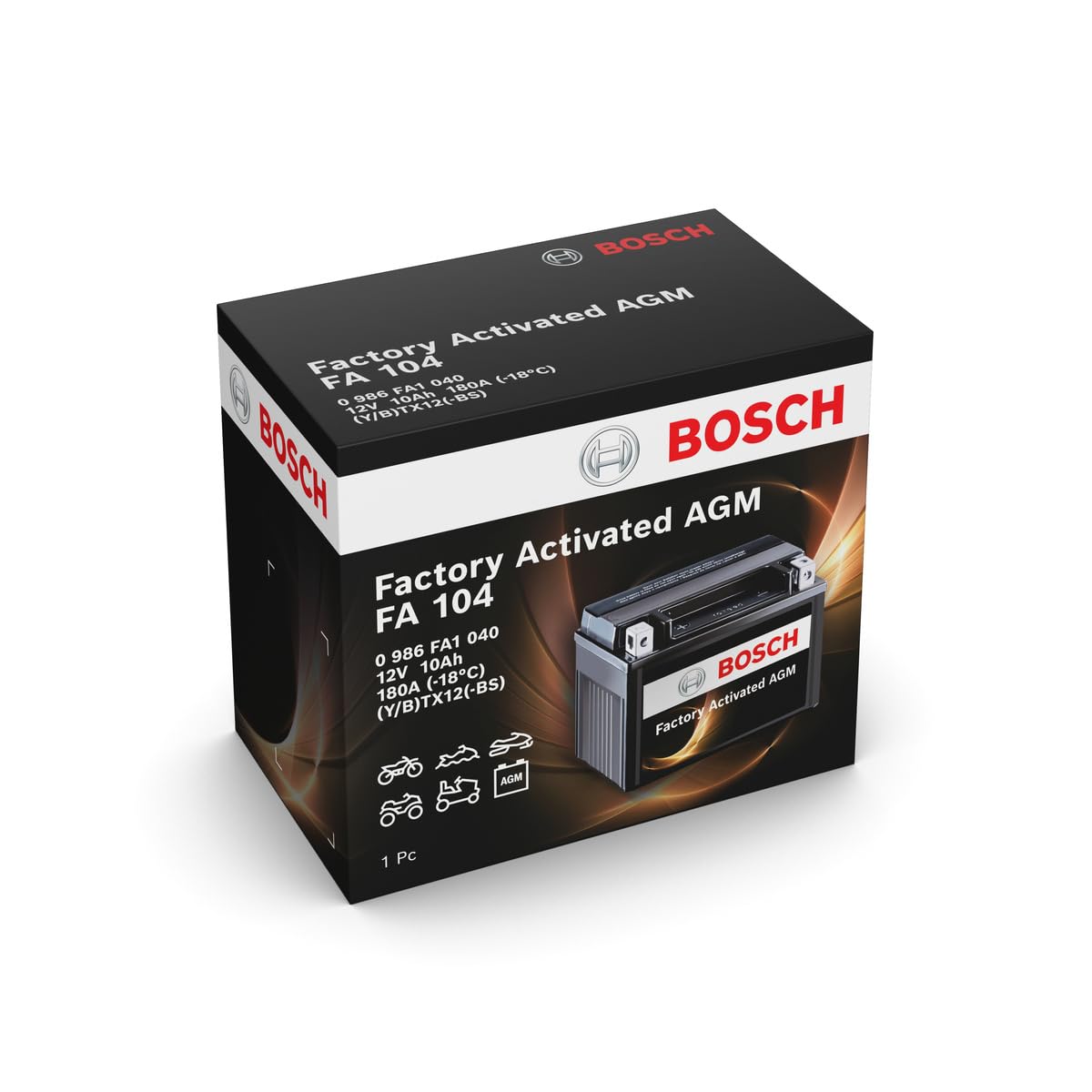 Bosch Batteria AGM Motocicli 12V 180A 10Ah Compatibile M6014 BTX12-BS BTX12