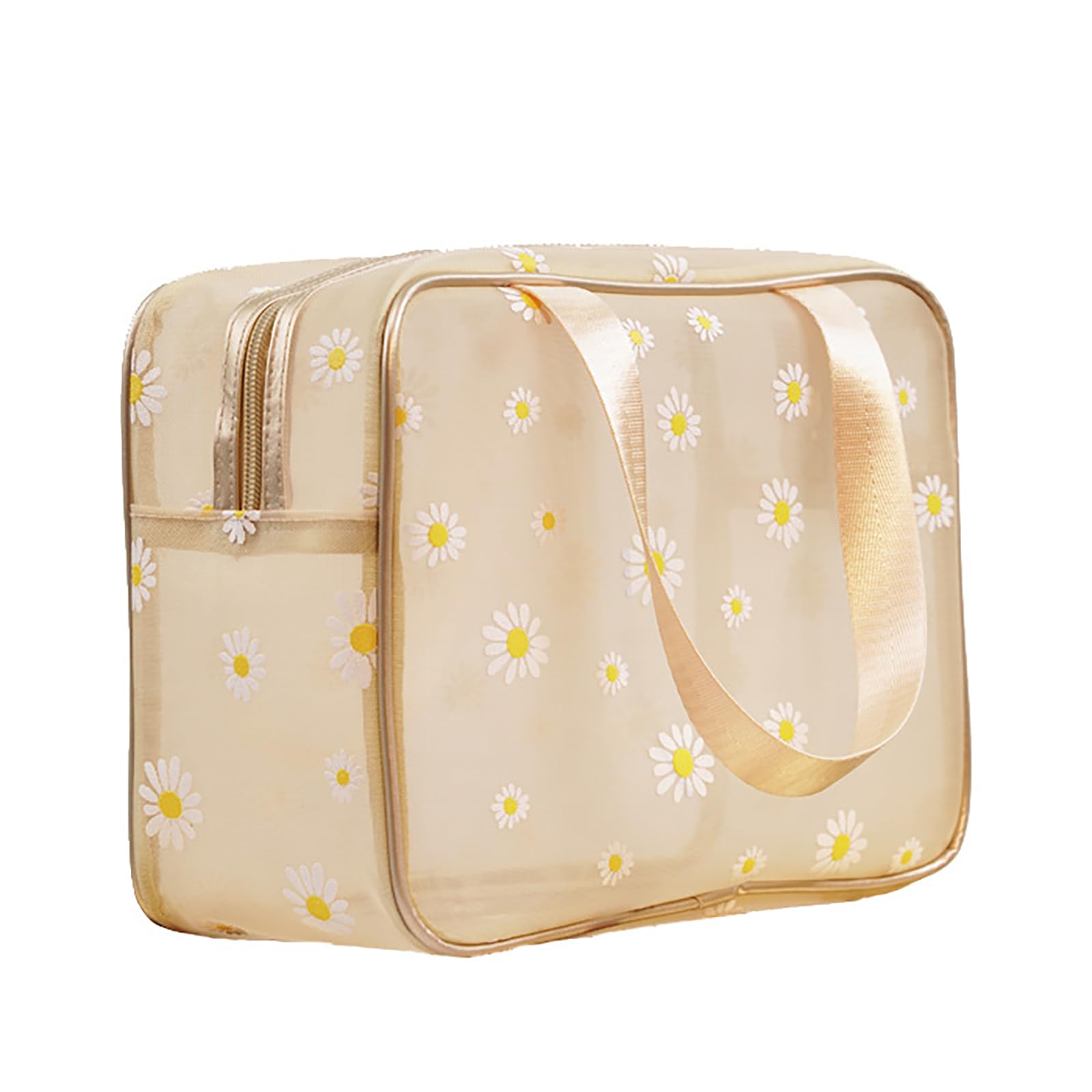 BFLCTTBD Daisy Makeup Bag Mesh Bag Flowers Pouch Travel Mesh Makeup Pouch Vacation Bathroom Bag Toiletries Bags for Traveling