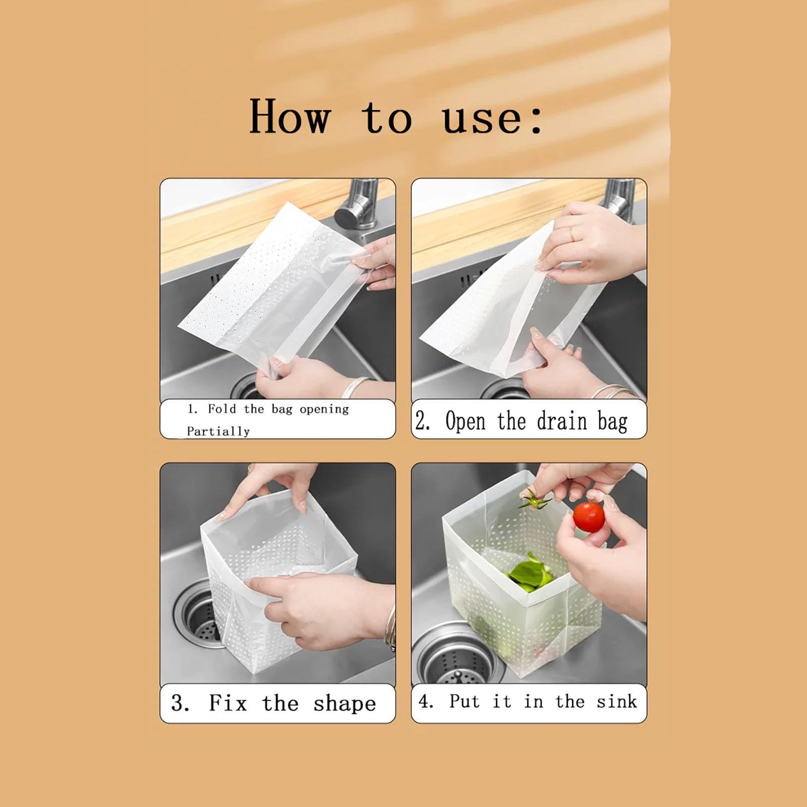 Bolsas coladoras para fregadero, bolsas de red para filtro de drenaje de fregadero de cocina para una recogida eficaz de residuos en fregaderos de cocina y baño, fundas de drenaje reutilizables y