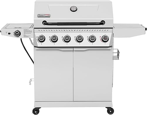 Royal Gourmet GA6406W - Parrilla de gas propano de 6 quemadores con mesa lateral derecha plegable, 74,000 BTU, parrilla de barbacoa de gas estilo