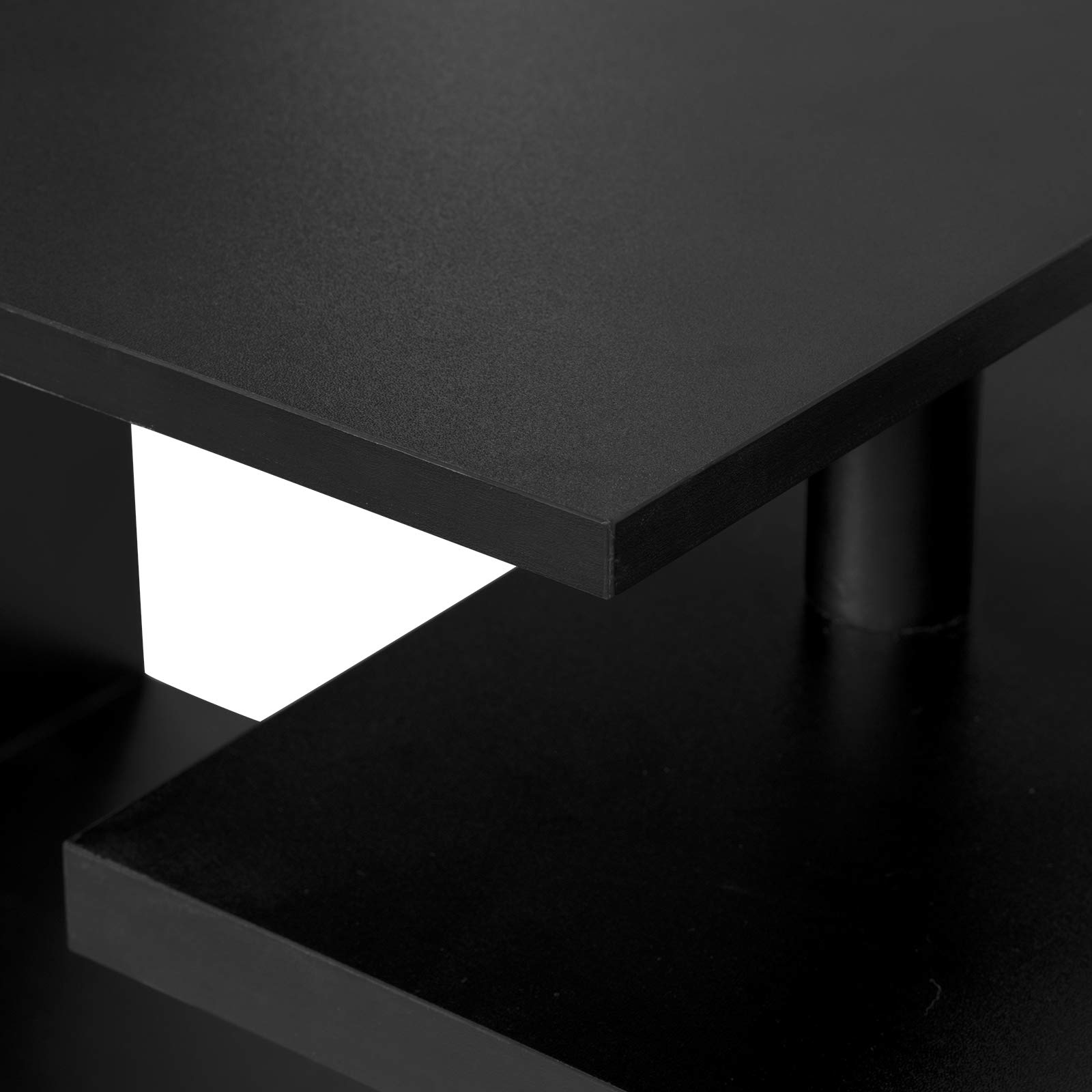 WOLTU Bartisch Stehtisch Bistrotisch Bartheke Tresentisch, mit 3 Ablagefläche, drehbar, Metall, MDF, 134x112x38cm(BxHxT), Schwarz