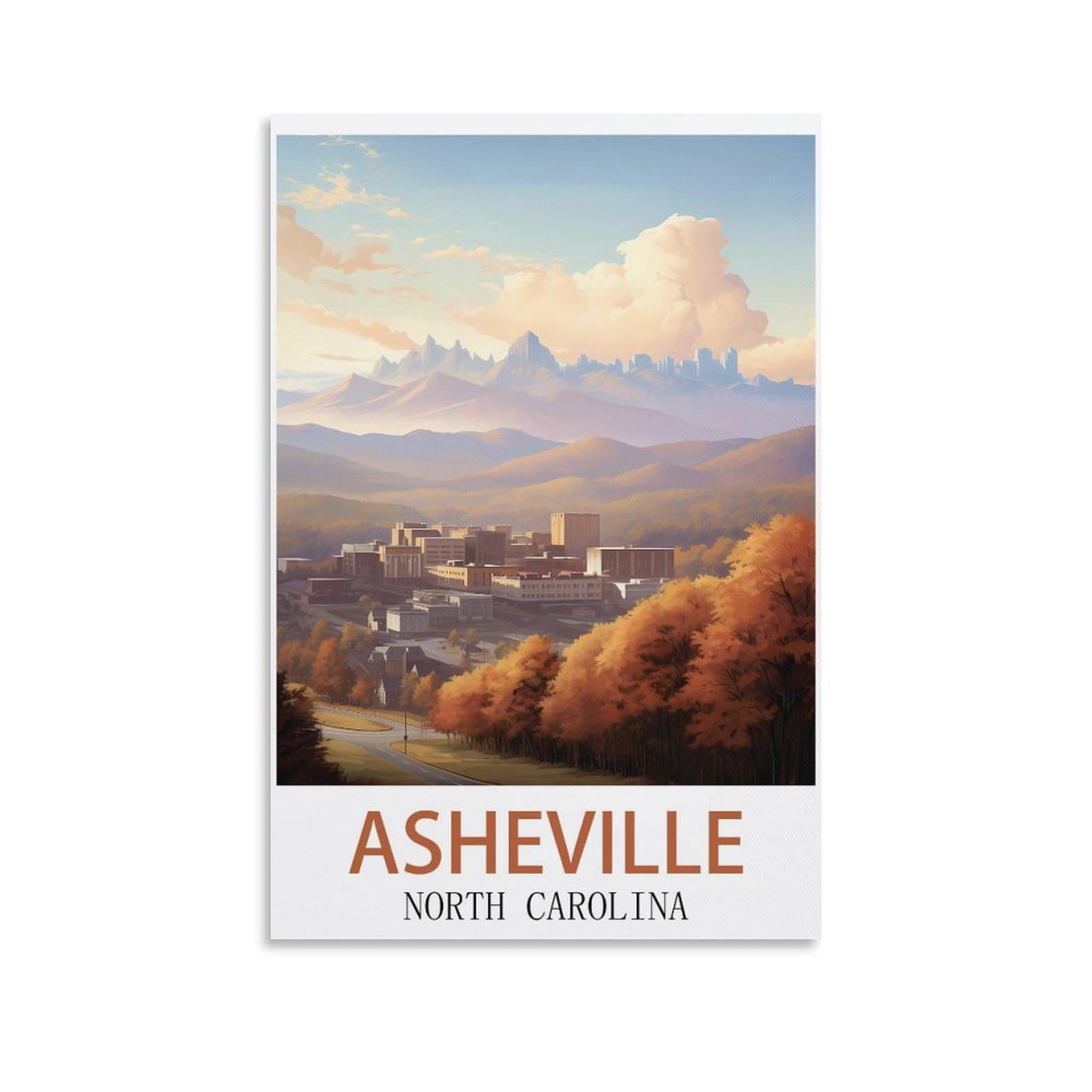 EZMLFA Diamond Art Kits Adults,Asheville North Carolina,5D Dimond Picture, Crystal Gem Art Crafts for Boys Girls, DIY Mosaic Creations Set for Home Decor 40x50cm