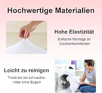 DYOUen Elasztikus Bárasztal Huzat Szett - 2 db Nyújtható Asztalterítő 80x110 cm - Fehér Poliészter Spandex Védőborítás Bárpulthoz, Kerek Asz 4