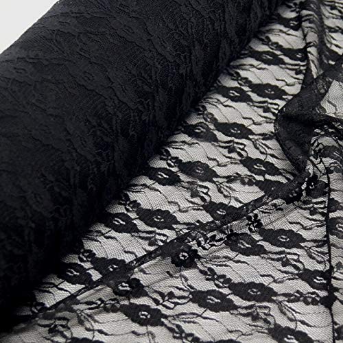 1 Metre Black Quality 4 Way Stretch Floral Lace Fabric ** Free UK Post** Spandex Lace Dress Net Material Dressmaking Costume Tights