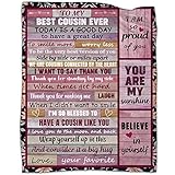 to My Cousin Throw Blanket Cousin Gifts for Women Valentine's Day Birthday Gifts Blankets for Cousin Soft Warm for Fall Winter Spring 50"x60"