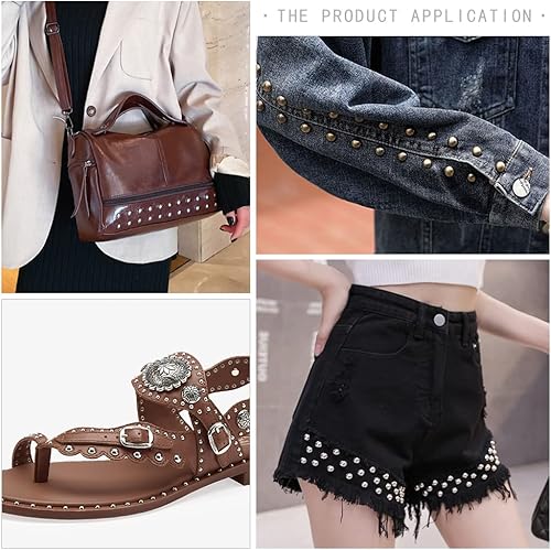 Miniatura 6 de 400 juegos de remaches de cuero, remaches tubulares de doble tapa, 4 colores, tachuelas de metal con herramientas de fijación para manualidades,