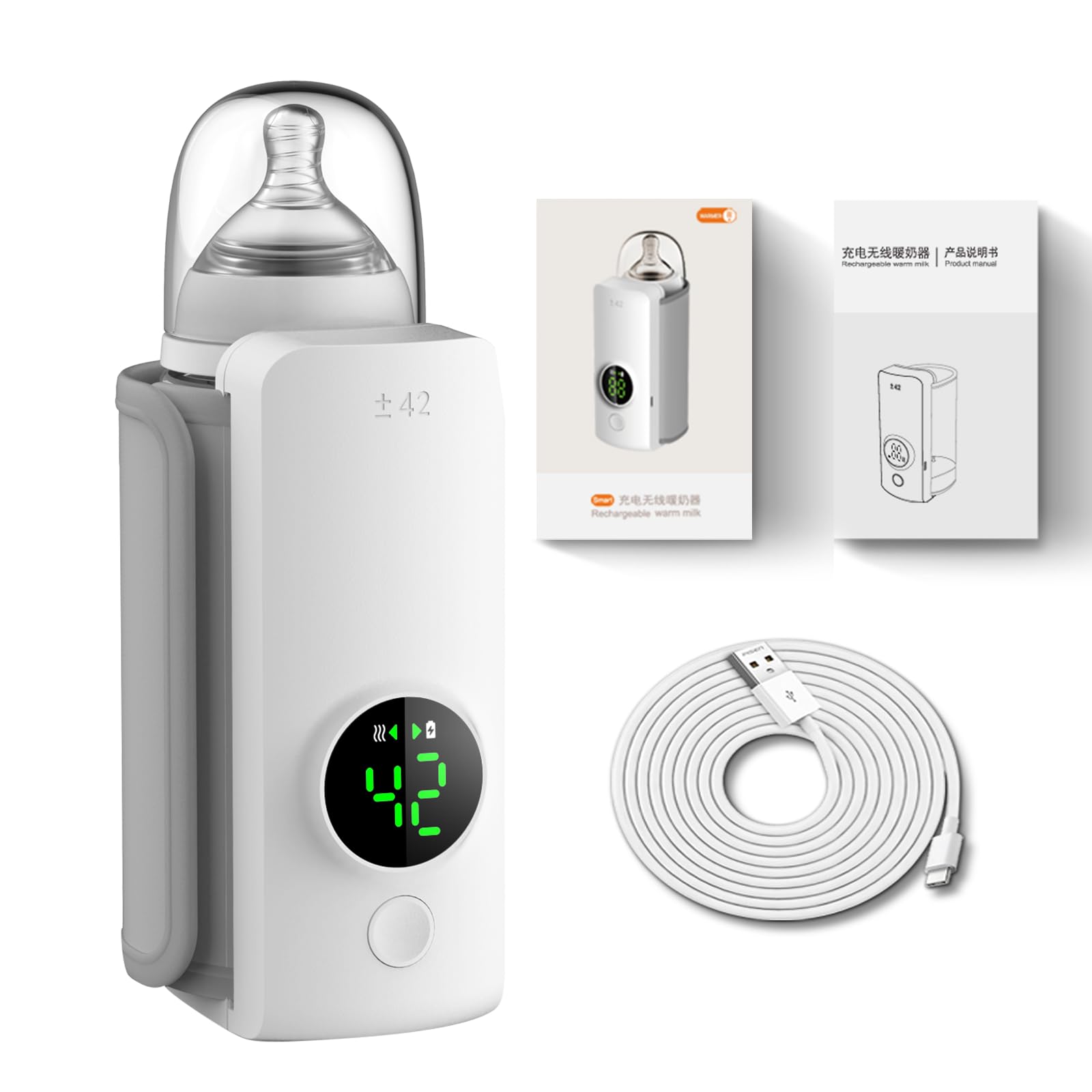 Tragbarer Flaschenwärmer Baby für Unterwegs,Erhitzt Sie Schnell Und Hält Sie Lange Warm Brustmilch,Heizgeräte Von Funkelnden Babyflaschen Wärmer Unterwegs,Geschwindigkeit 60 grad,Eine Gemütliche Fütte