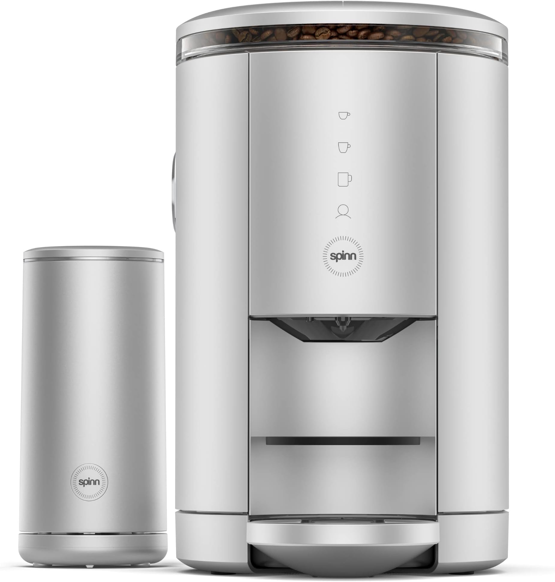 SPINN Smart WiFi Automatic Espresso & Cold Brew Machine with Milk Frother, Automatic Coffee Foam Maker for Latte, Single Serve & Zero-Waste, Silver