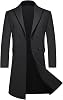 Mens Long Trench Coat Winter Double Breasted Wool Blend Classic Peacoat