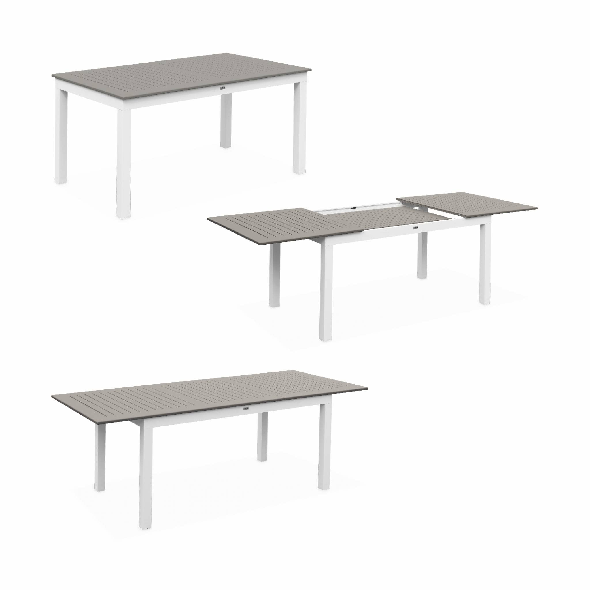 Alice's Garden - Table de Jardin Extensible Aluminium + 6 assises - Chicago 210 Taupe - Table en Aluminium 150/210cm avec rallonge et 6 assises en textilène
