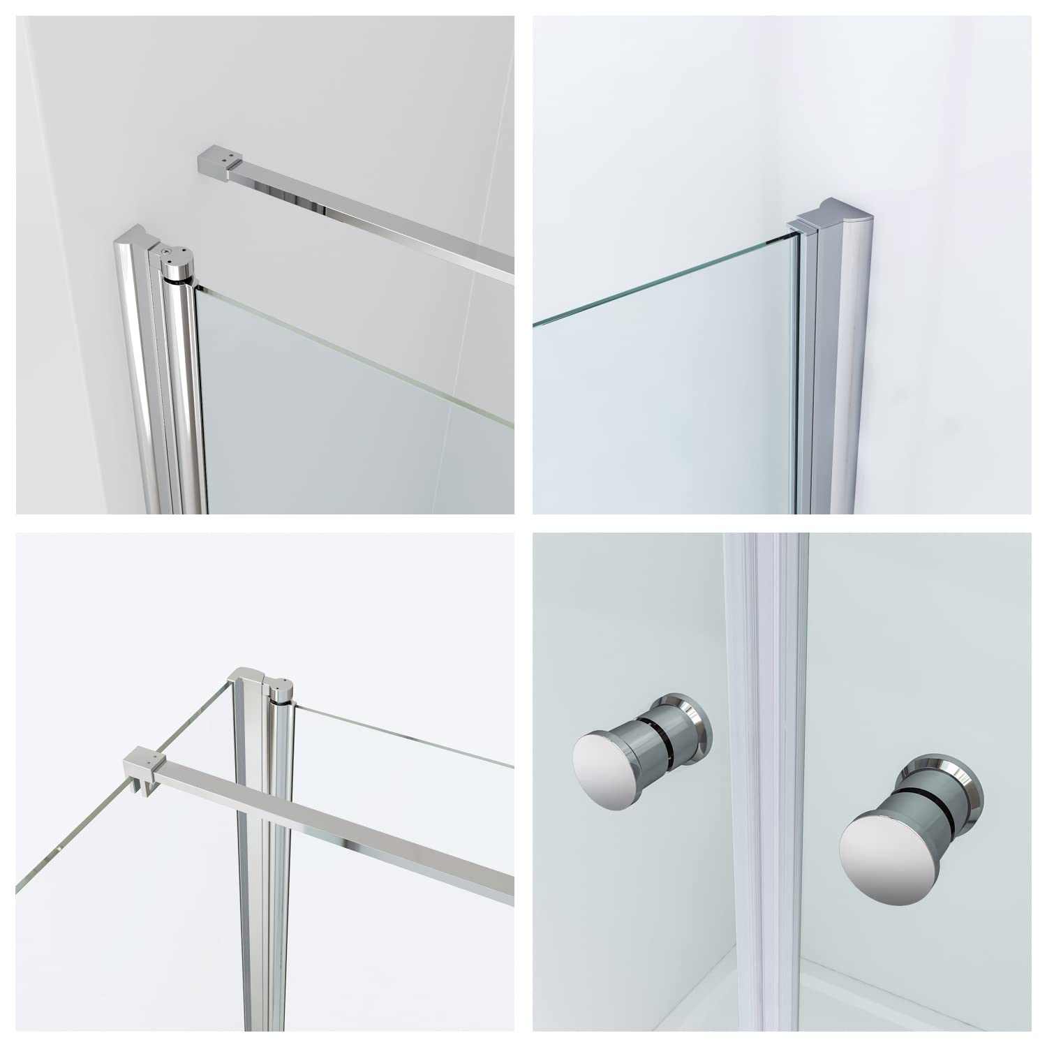 Eckdusche Duschkabine Eckeinstieg 90x90 x 195 cm mit Pendeltür und Seitenwand aus 6mm Nanobeschichtung ESG Echtglas, 90 cm Duschtür Nischentür Schwingtür, 90 cm Seitenwand, höhe 195cm