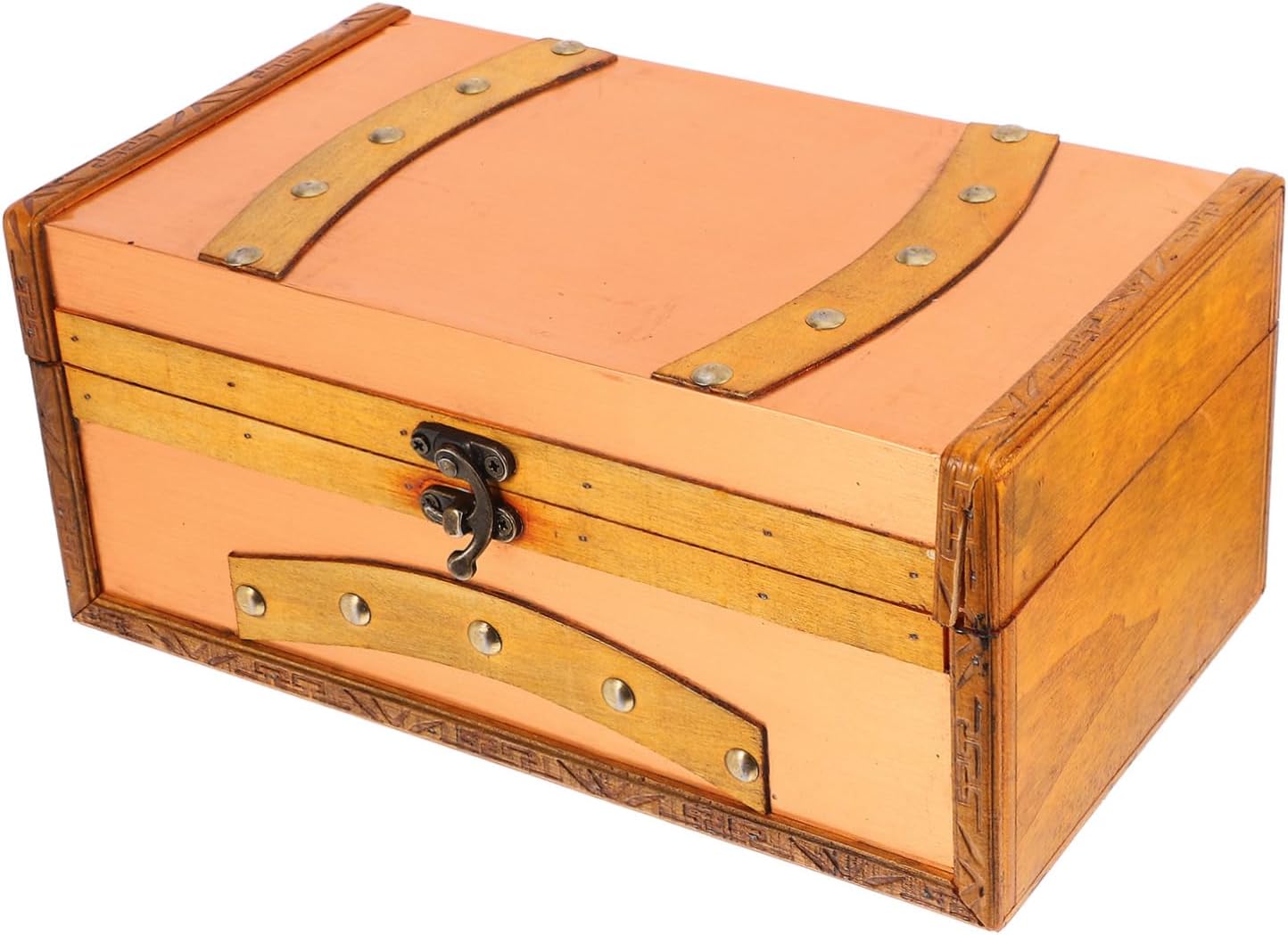 jojofuny Vintage Wooden Storage Box Lock Decorative Chest for Jewelry and Keepsakes Antique Design and Multifunctional Organizer for Home Decor and